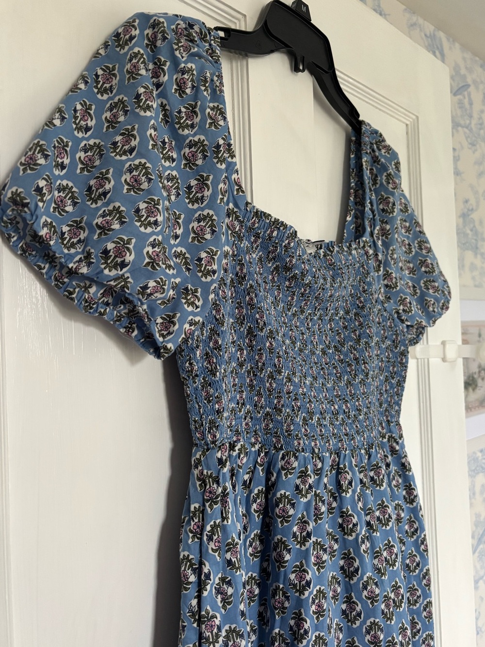 J.Crew Floral Smocked Bodice Puffed Sleeve Midi Dress, Size Small